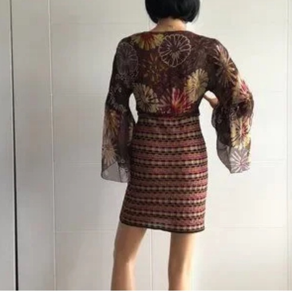 Missoni Metallic Mix Media Silk Dress w Wide leg Sleeves - Picture 7 of 14